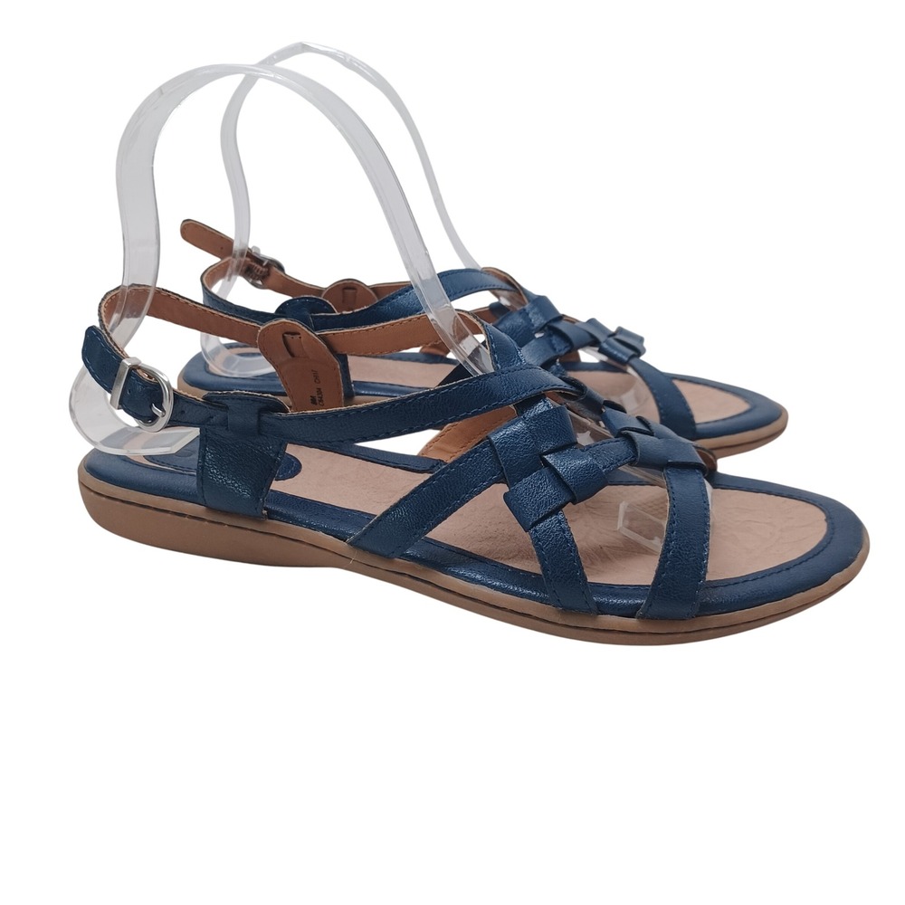 B.O.C. Born Concept Navy Blue‎ Strappy Flat Sandals Womens 8M